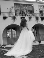 Vestido de fiesta de tul blanco romántico de corte A, vestido de novia formal Y8084
