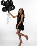 Vestido de fiesta de bienvenida negro con lentejuelas corte en A, vestido de fiesta de cumpleaños negro Y4601