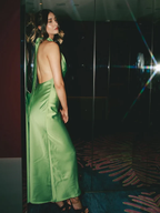 Robe de bal longue verte dos nu sexy Y8230
