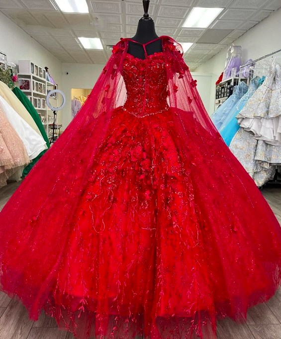 Vestido rojo de quinceañera de lujo, vestido de baile rojo, vestido rojo para dulces 16 Y2338