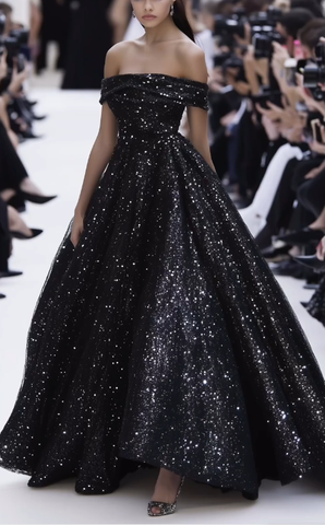 Sparkly Off The Black Sequins Prom Dress Formal Evening Dress Y8344