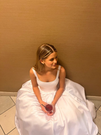 Robe de mariée longue classique en satin blanc, coupe trapèze, robe de mariée blanche simple Y4672