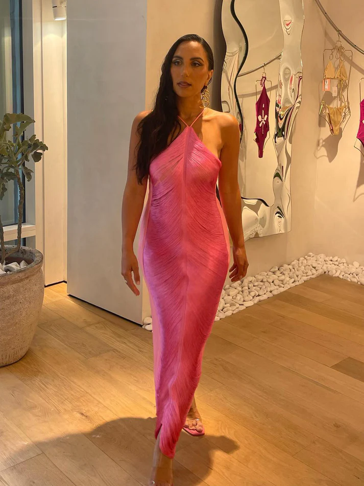 Robe de bal longue sirène rose dos nu, robe de soirée formelle Y8477