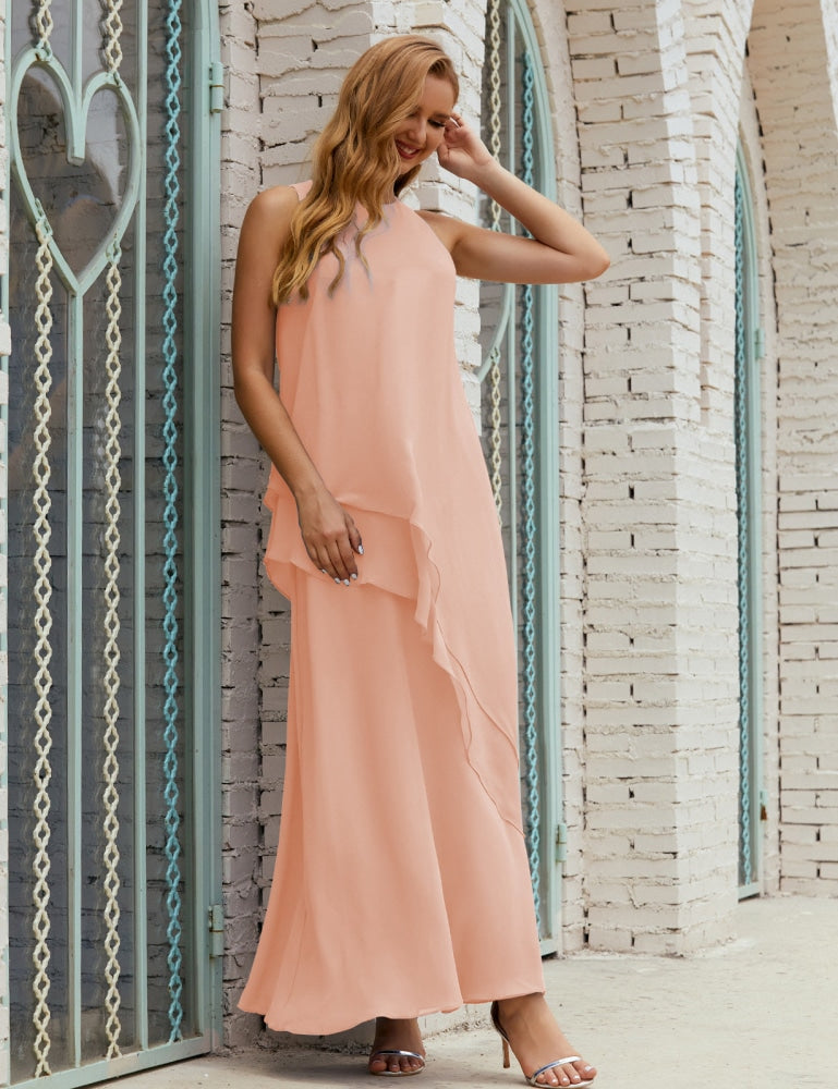Vestido largo de gasa de talla grande para la madre de la novia, vestido de gala para dama de honor, vestido de graduación SY28019