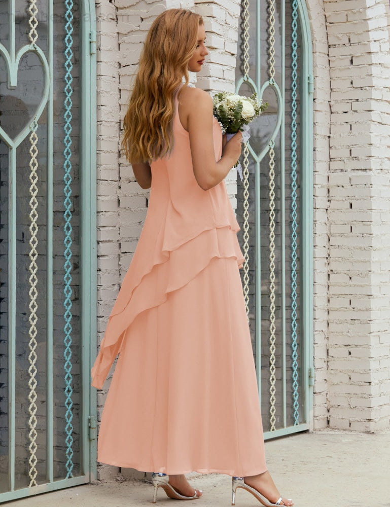 Vestido largo de gasa de talla grande para la madre de la novia, vestido de gala para dama de honor, vestido de graduación SY28019