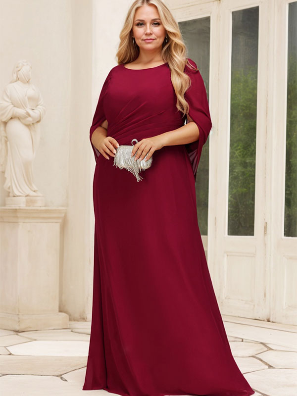 Vestido de chifón hasta el suelo, corte sirena/trompeta, para la madre de la novia, con pliegues 