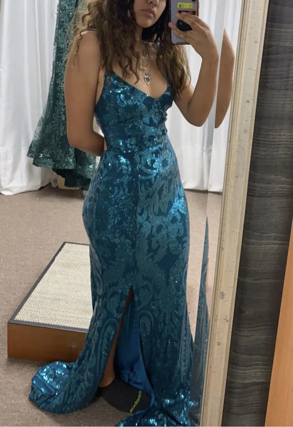 Robe de bal sirène à paillettes et dos nu, robe de soirée longue Y7906