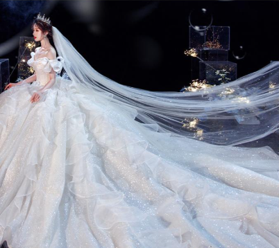 Fairy Romantic Off Shoulder White Wedding Dress Sweep Train Y6878