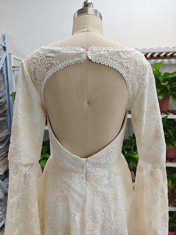 Robe de soirée vintage en dentelle appliquée, coupe trapèze, longue, Y8371