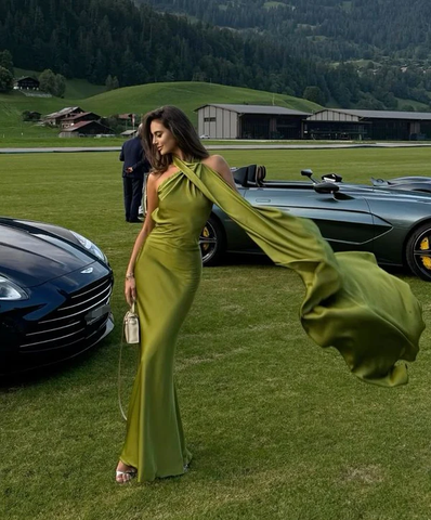 Fashion Green Backless Party Dress Sexy Long Prom Dress Evening Gown Y7496