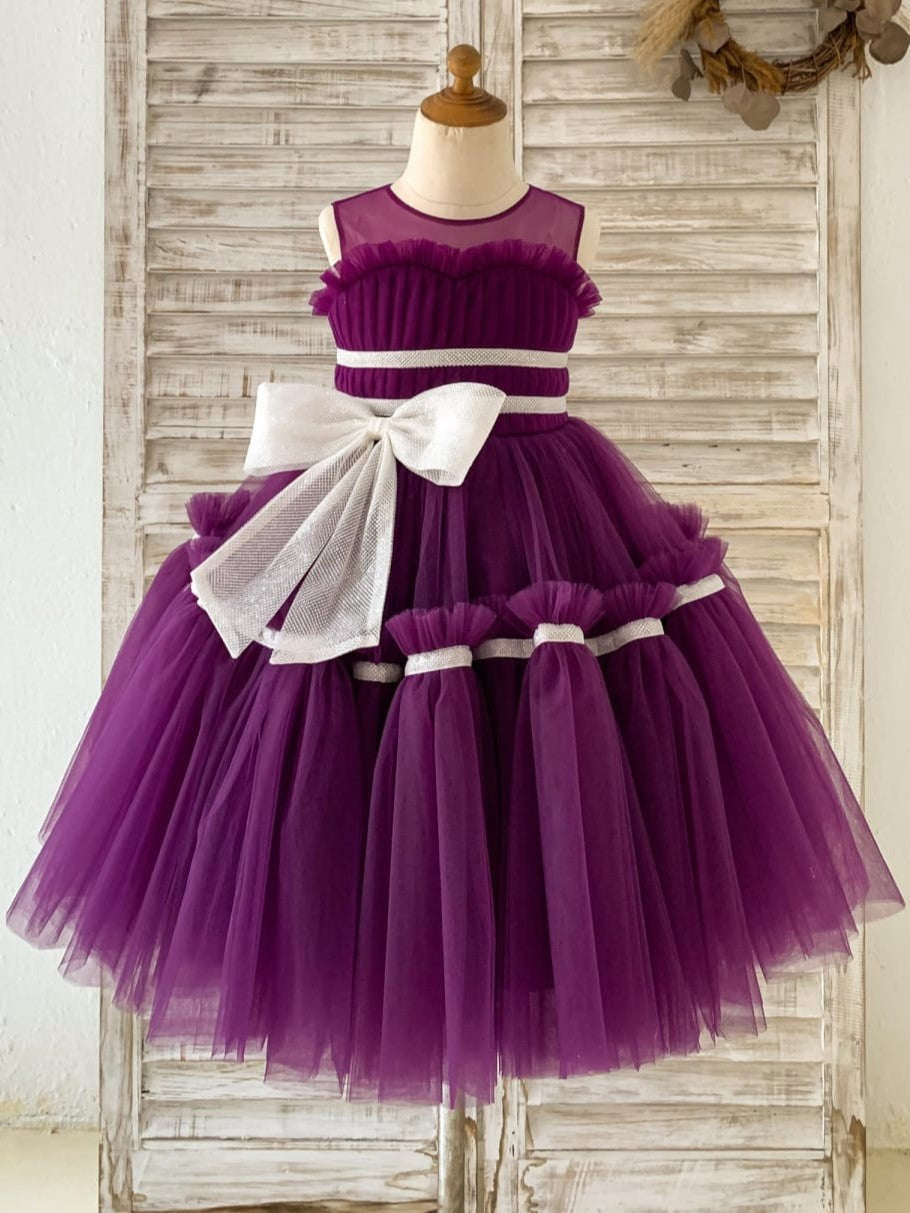 Robe violette en tulle mi-longue (2003227603) 