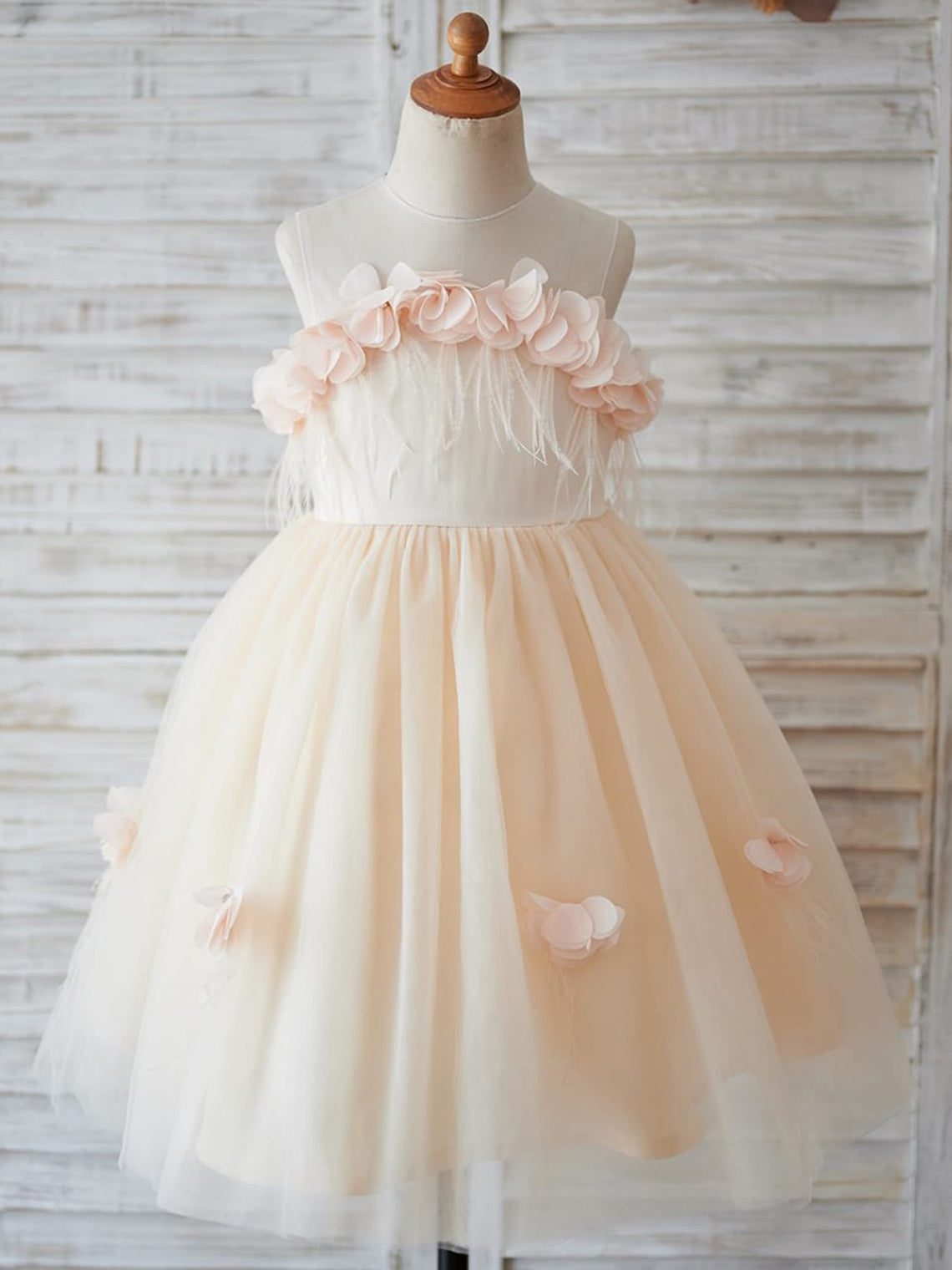 Vestido de princesa/vestido de tul hasta la rodilla para niña de las flores 