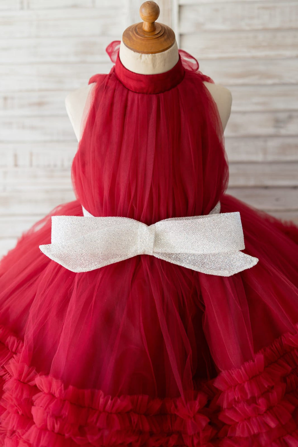 Vestido burdeos de tul hasta la rodilla (2003227640) 