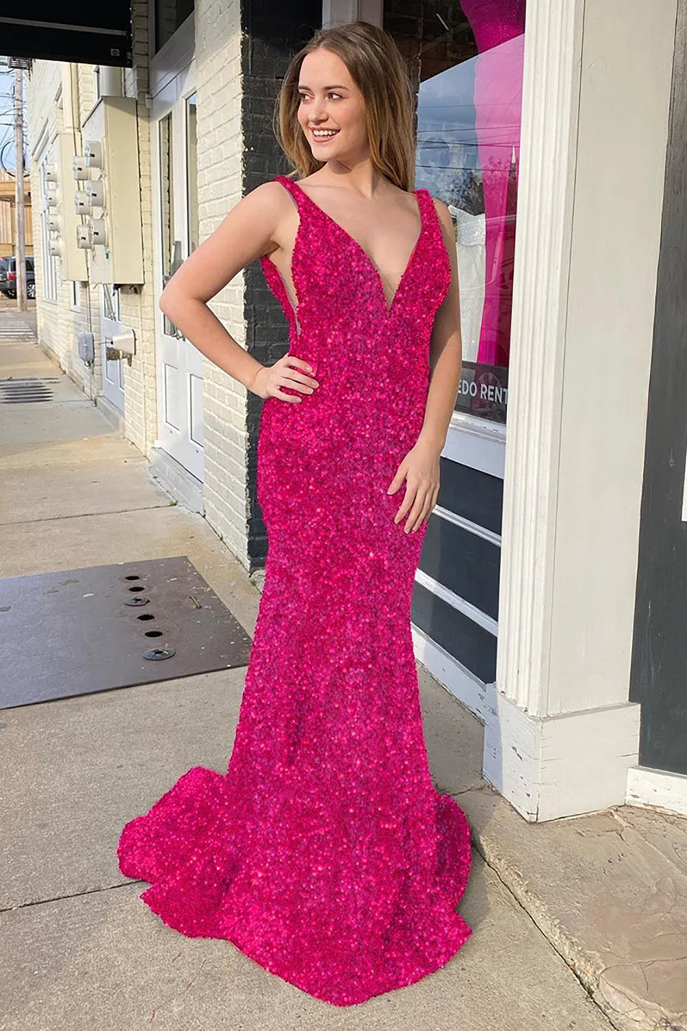 Robe de bal sirène à paillettes