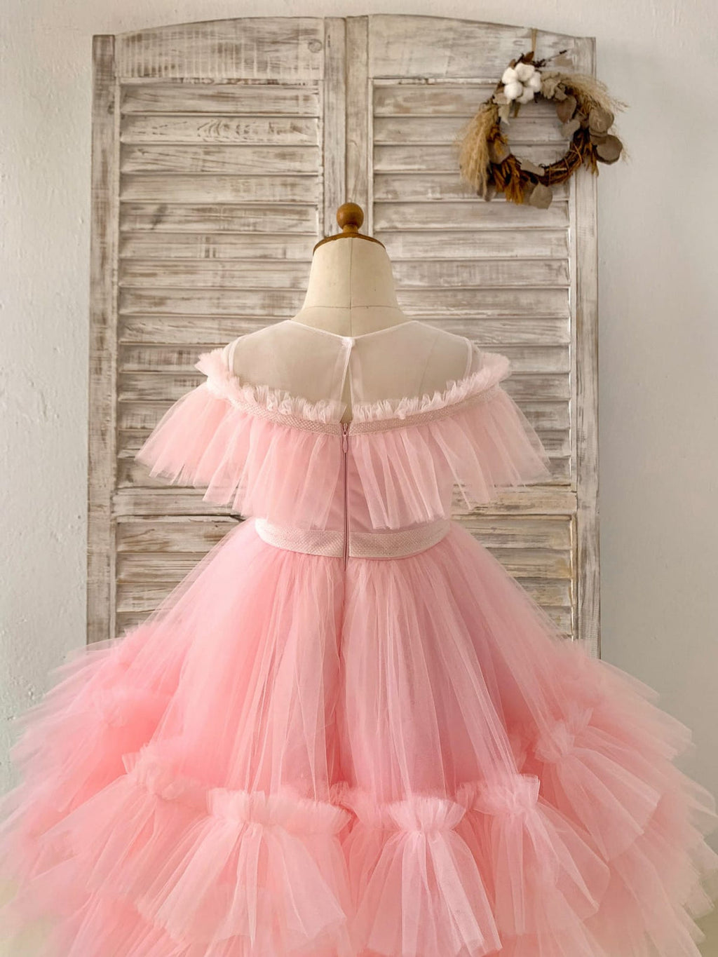 Vestido rosa de tul hasta la rodilla (2003227601) 