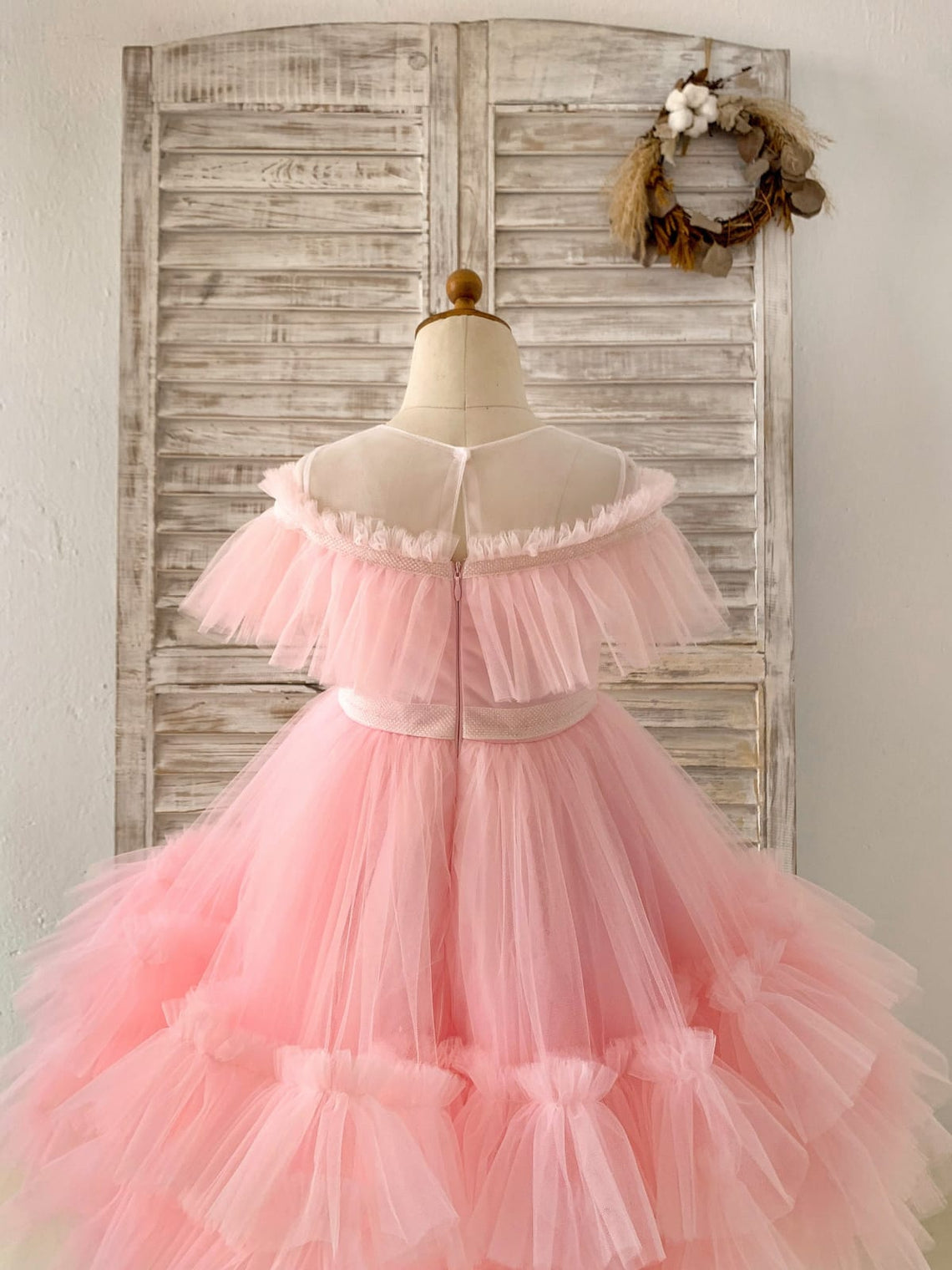 Vestido rosa de tul hasta la rodilla (2003227601) 