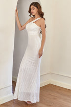 Robe de bal sirène à sequins asymétrique