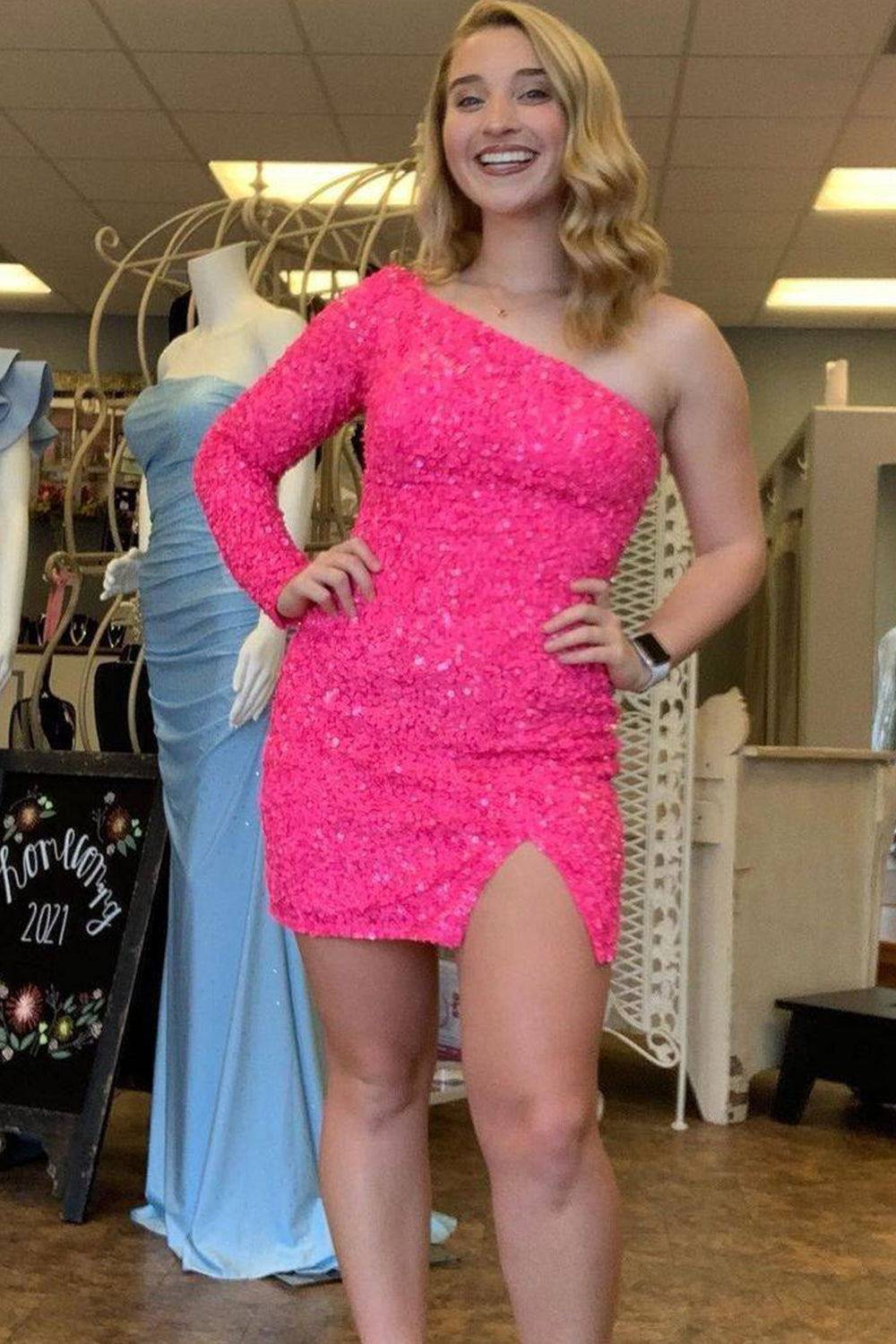Sequins Homecoming Dress with Sleeves
