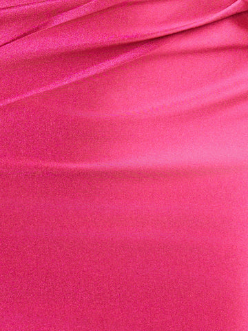 Robe fourreau fuchsia courte en satin à épaules dénudées pour le bal de promo