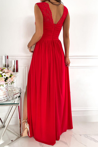 Vestidos de noche casuales lisos con abertura y escote en V (3 colores) 