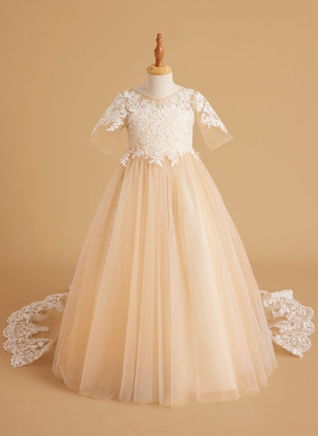 Vestido de princesa para niñas con detalles de encaje 