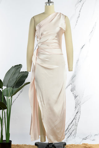 Vestidos de noche sexys, formales, lisos, sin espalda, con abertura y cuello oblicuo. 