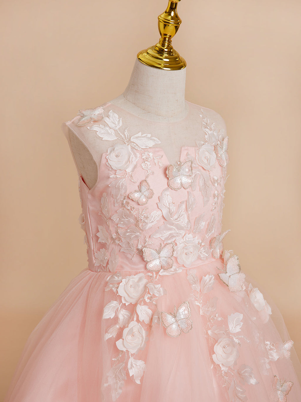 Vestido de princesa asimétrico de tul rosa para niña de las flores 