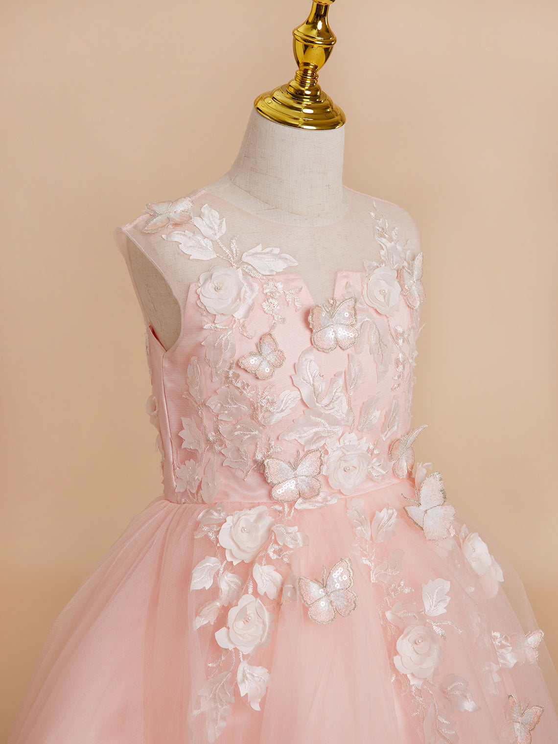 Vestido de princesa asimétrico de tul rosa para niña de las flores 