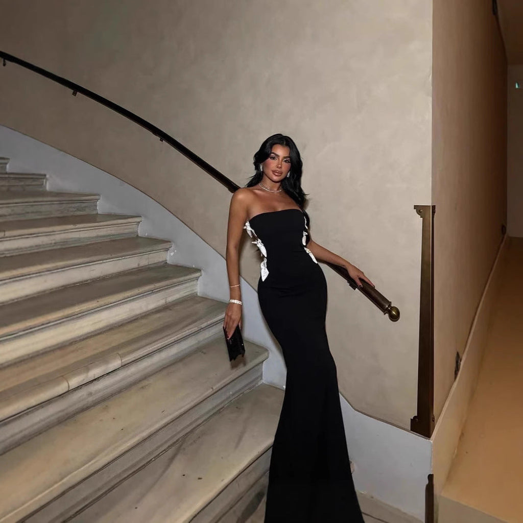 Robe de bal longue à sequins fendue jusqu'à la cuisse 
