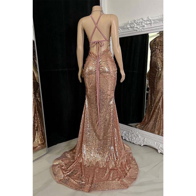 Plunging V-neck Appliques Side Slit Mermaid Prom Dress