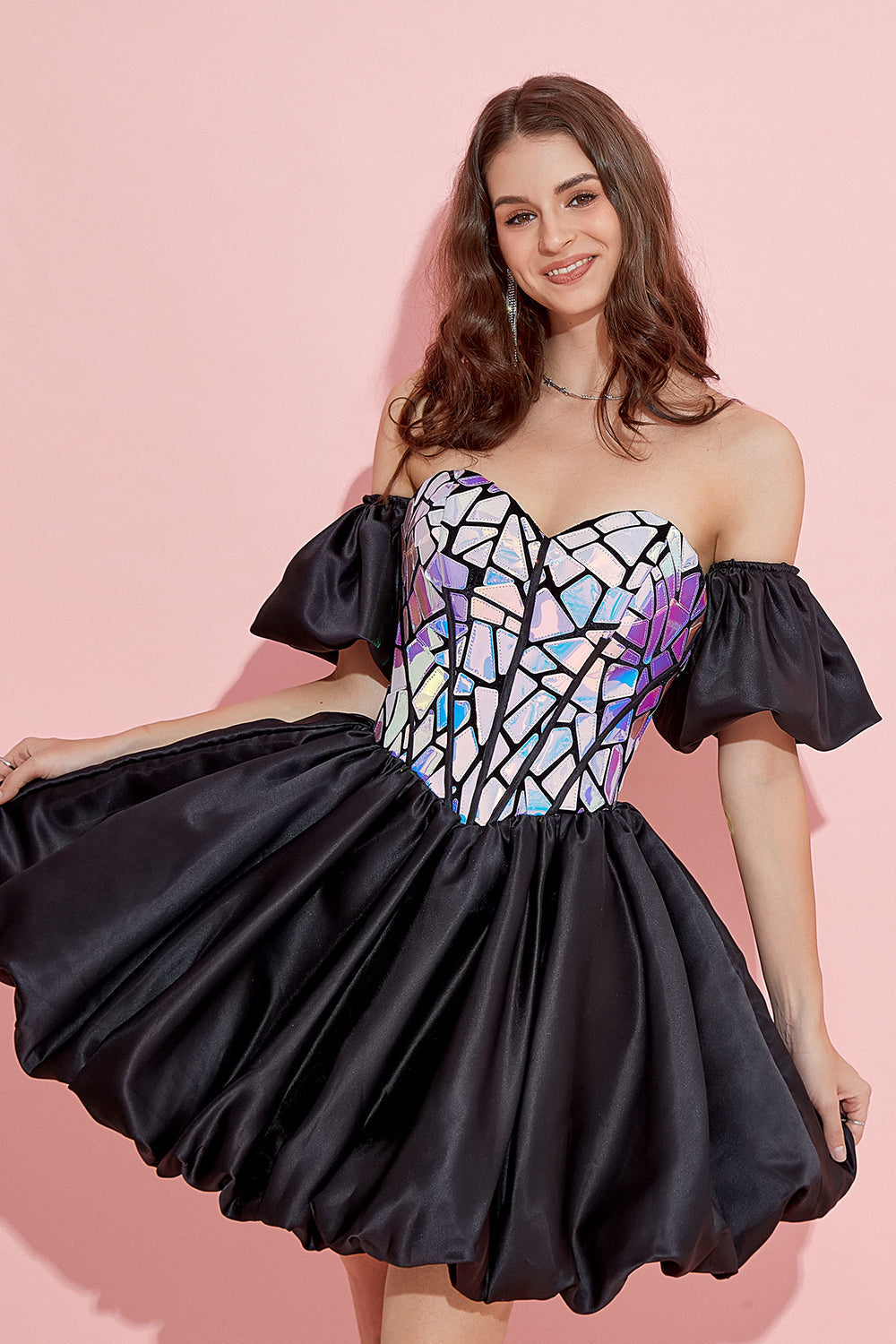 Robe de bal de promo à manches amovibles