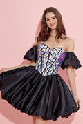 Robe de bal de promo à manches amovibles