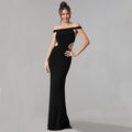 Women's Off Shoulder Maxi Evening Dress – Elegant Formal Gown