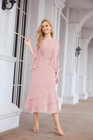 Vestido de fiesta formal de dos piezas corte A para la madre de la novia Sunderly SY28072