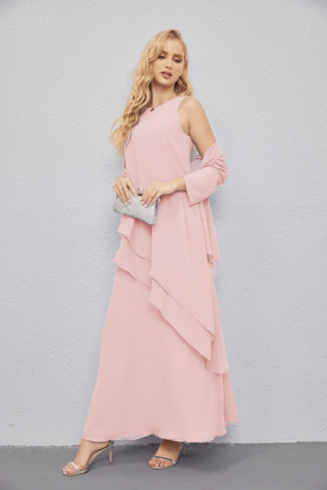 Vestidos de madre de la novia con cárdigan ligero abierto al frente, vestido formal de fiesta 28081 