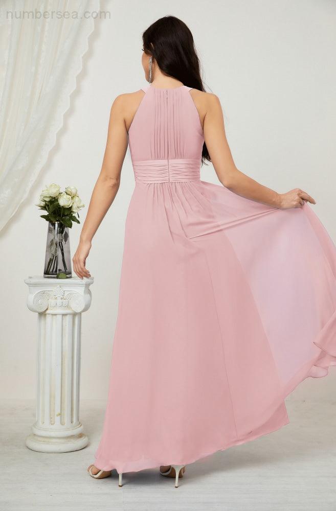 Robe de soirée formelle Baoleely en mousseline de soie, col licou, longue, sans manches, robe de demoiselle d'honneur 2802 