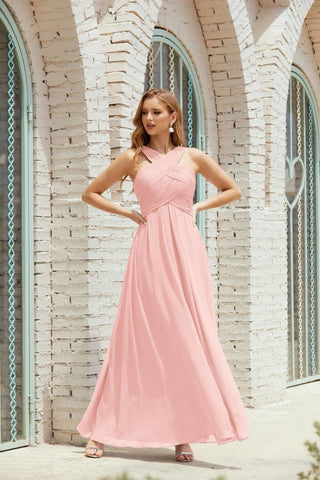 Vestidos de dama de honor con cuello halter, vestido formal de cóctel o de fiesta 28015 