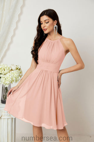 Vestidos de fiesta de bienvenida con cuello halter, vestido formal de cóctel para noche 28011 