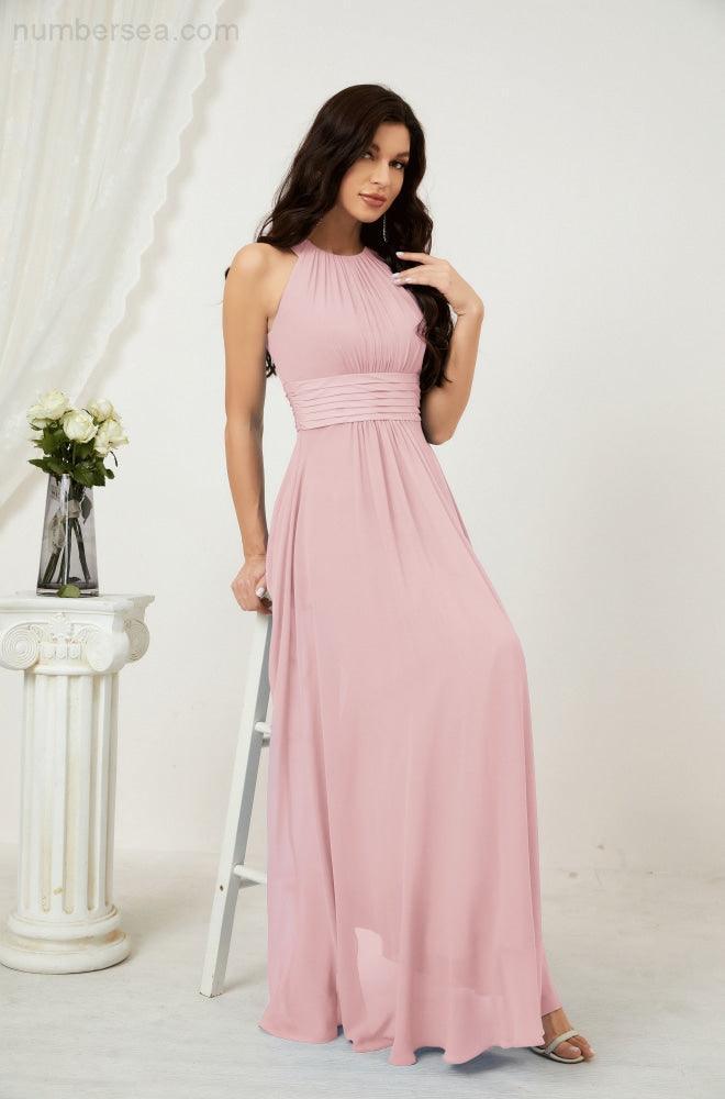 Robe de soirée formelle Baoleely en mousseline de soie, col licou, longue, sans manches, robe de demoiselle d'honneur 2802 