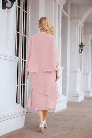 Vestido de fiesta formal de dos piezas corte A para la madre de la novia Sunderly SY28072