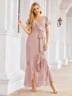 Baoleely Ruffled Bridesmaid Dresses Mermaid Formal Violin Evening Party Prom Gowns 28042