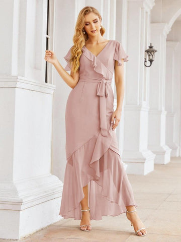 Vestidos de dama de honor Baoleely con volantes, estilo sirena, para fiestas formales, vestidos de noche, bailes de graduación y vestidos de violín 28042