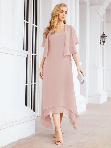 Vestido de fiesta formal de dos piezas corte A para la madre de la novia Sunderly SY28073