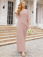 Vestido largo de fiesta formal Sunderly para la madre de la novia con capa de volantes SY28026