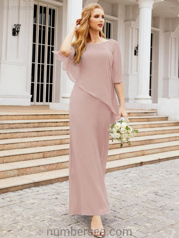 Vestido largo de fiesta formal Sunderly para la madre de la novia con capa de volantes SY28026