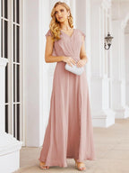 Robe de demoiselle d'honneur Sunnderly, robe de bal formelle à cape, robe dos nu pour la mère de la mariée SY28058 