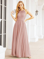 Baoleely Sleeveless Bridesmaid Dresses Long Prom Gown Zipper with Keyhole Back 28056