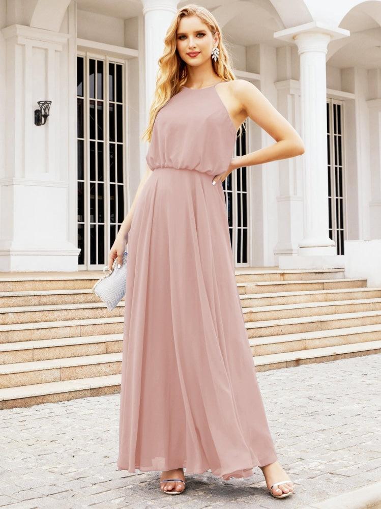 Baoleely  Halter Long Bridesmaid Dresses Formal A line Juniors Dress 28029