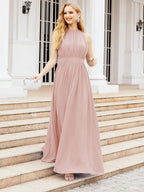 Baoleely Halter Bridesmaid Dress Empire Waist Formal Evening Prom Gown for Mother of The Bride 28030