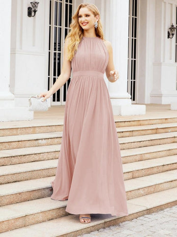 Baoleely Halter Bridesmaid Dress Empire Waist Formal Evening Prom Gown for Mother of The Bride 28030